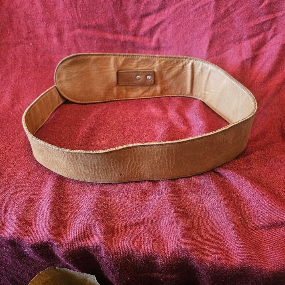 Wide Leather Corset Belt Thick Brown Waist Cinch D Ring Studded Bohemian 36 - Picture 7 of 8